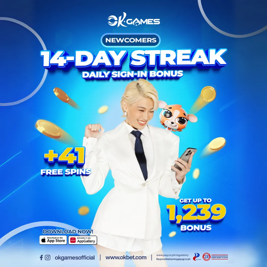 OKBet 14-Day Daily Sign-in Bonus - BetLab PH